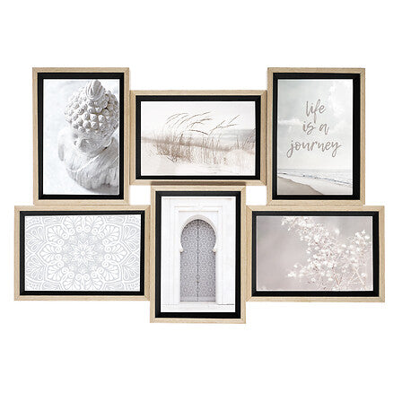 Cornice portafoto multipla con 6 slot in legno | Rohome