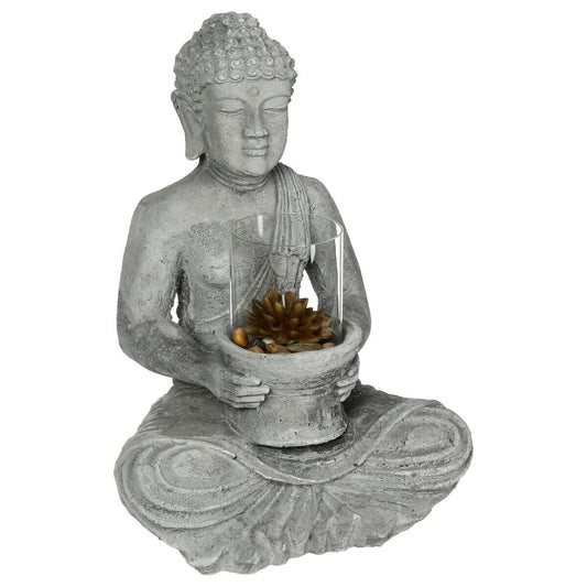 Statuetta Buddha seduto con candela fiore | Rohome