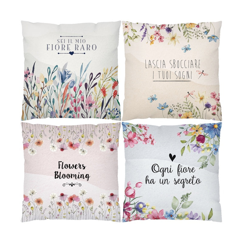 Cuscino in tessuto floreale con scritta flowes blooming | Rohome