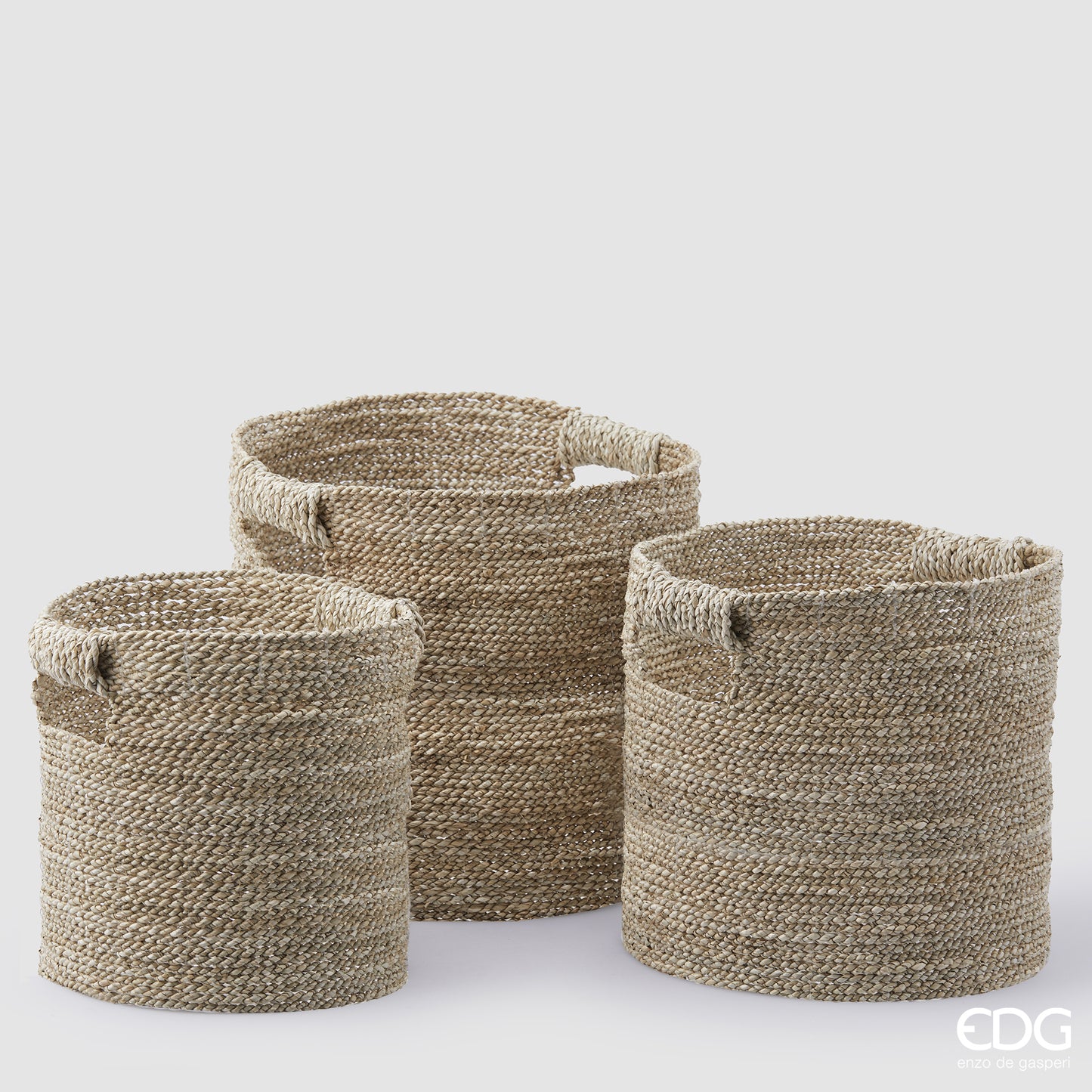 Edg - light brown round basket with handle | rohome