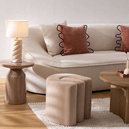 Lampada da tavolo cilindro ondulato beige | Rohome