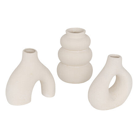 Set 3 vasi in ceramica bianca h.9cm| rohome