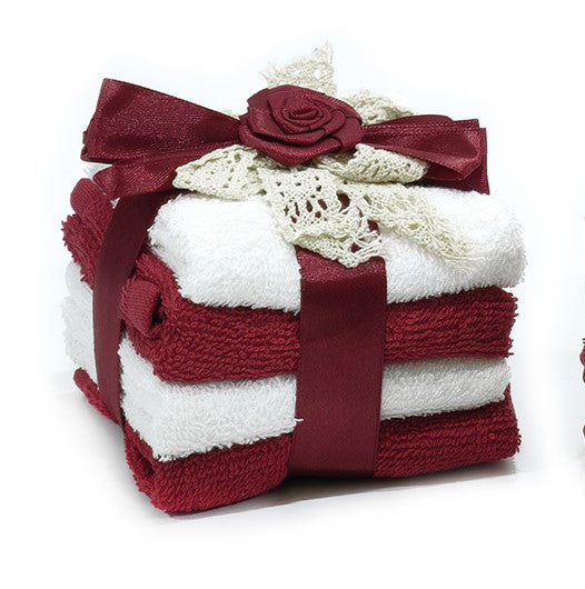 Set 4 lavette in cotone con fiocco regalo | Rohome