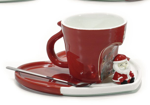 Tazza mug con soggetti natalizi piattino e cucchiaino | rohome