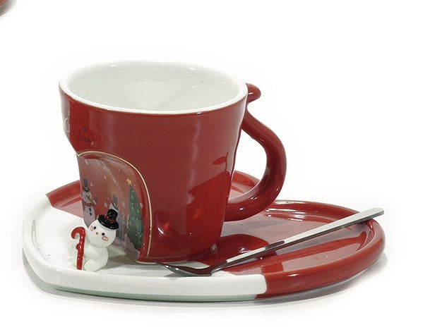 Tazza mug con soggetti natalizi piattino e cucchiaino | rohome