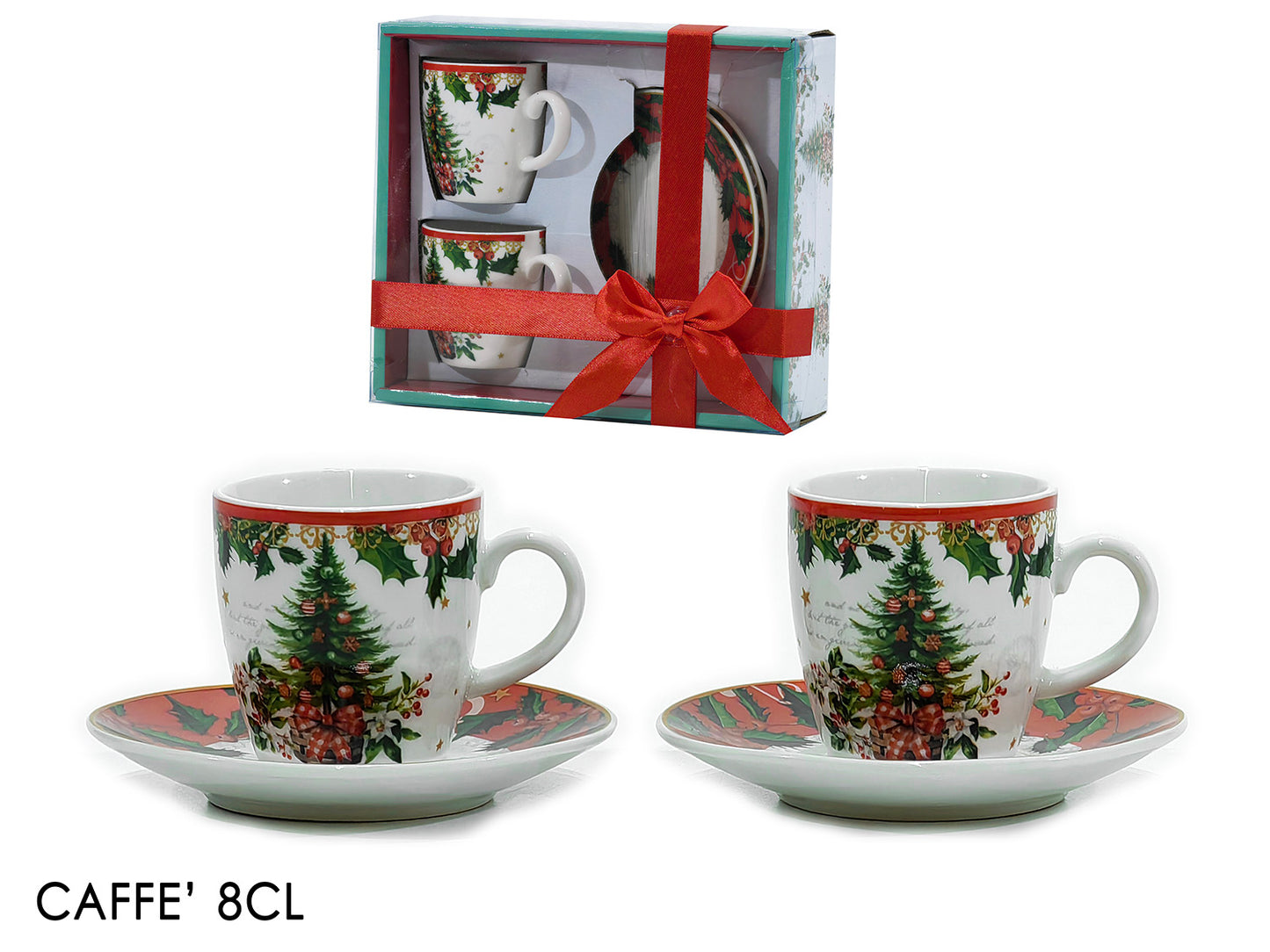 Set 2 tazzine caffe' natalizie con albero di natale | rohome