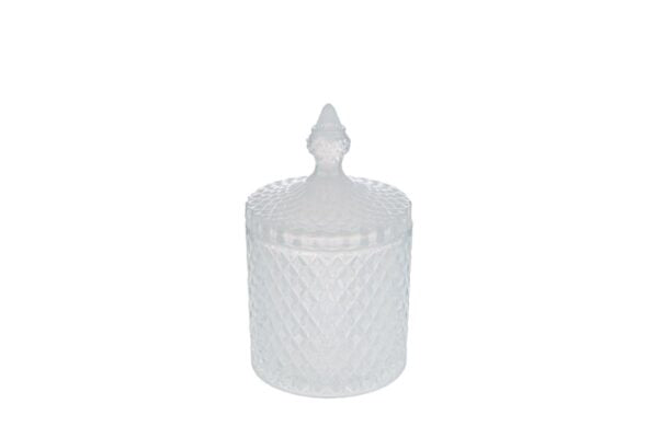 Bomboniera contenitore in vetro bianco rombi h.13,5 cm| Rohome