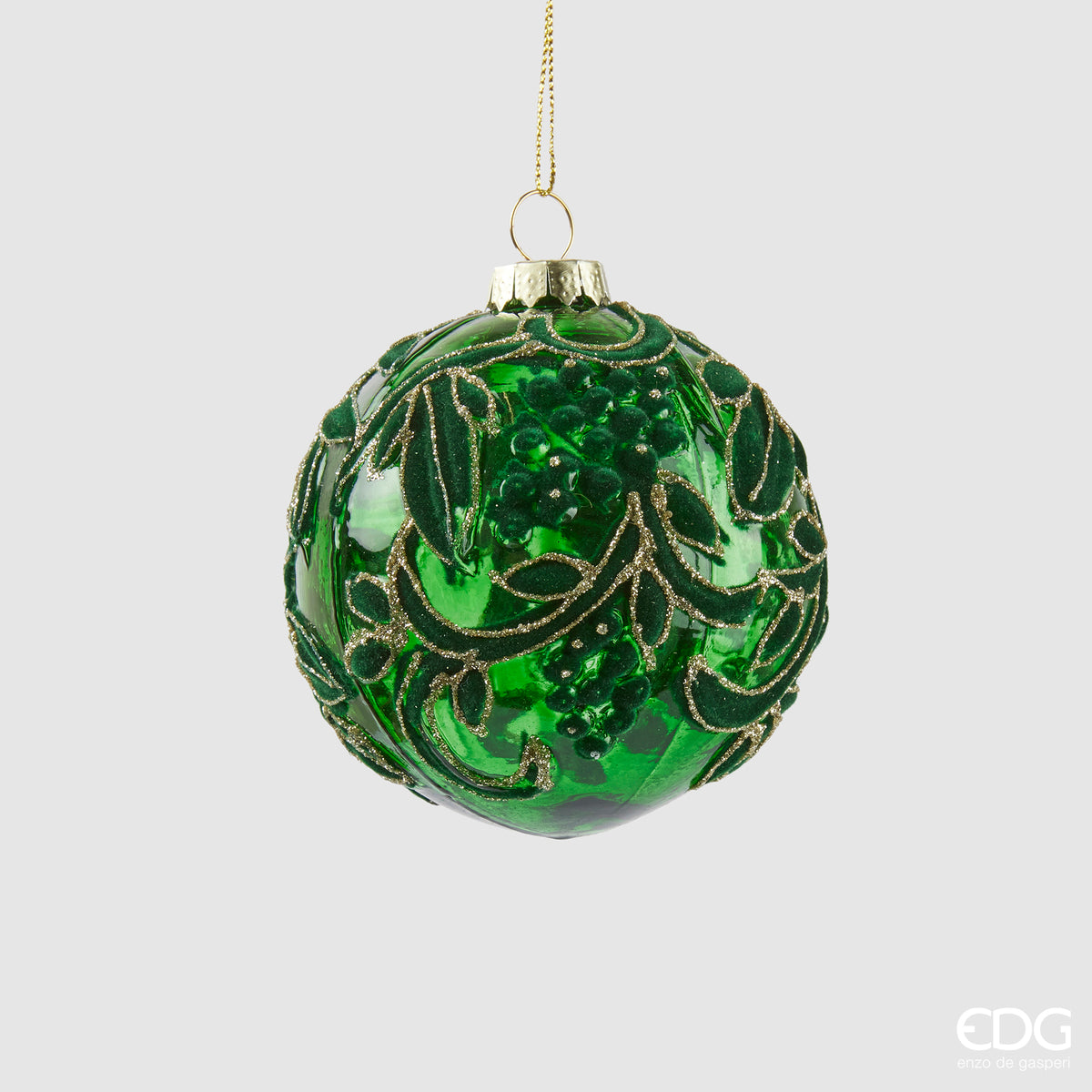 Palla di natale Edg verde con disegni D. 8cm | rohome