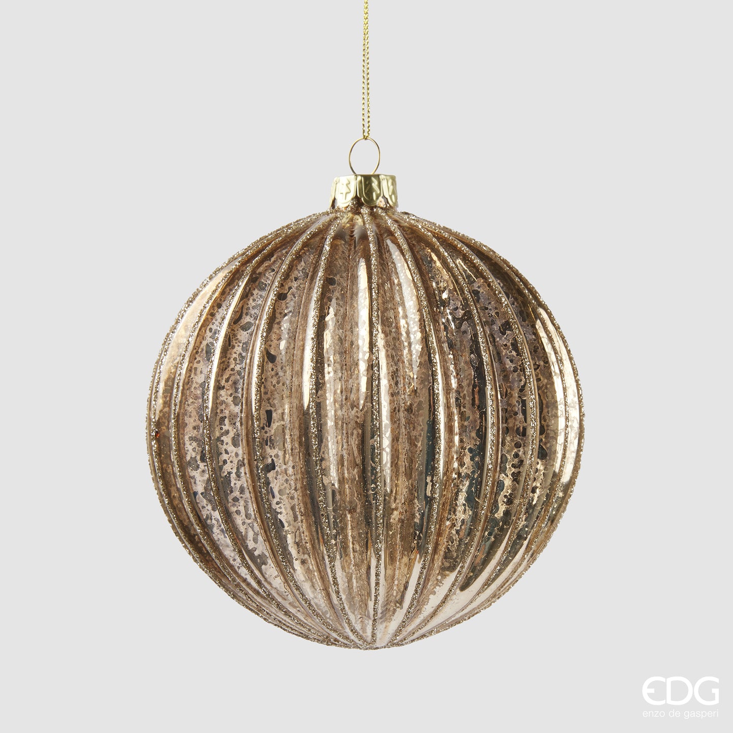 Edg - Palla di natale light gold righe  d.12cm| Rohome