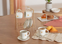 Set 4 tazze da te in stoneware e cuore  | rohome