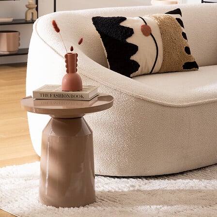 Tavolino in acciaio beige lucido | Rohome