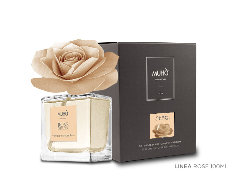 Muhà - Profumo ambiente con rosa 100ml vaniglia e ambra | rohome