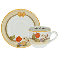 Set 2 tazze Country con fiori, farfalla e uccellino grande | Rohome