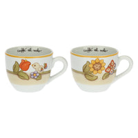 Set 2 tazze Country con fiori, farfalla e uccellino grande | Rohome