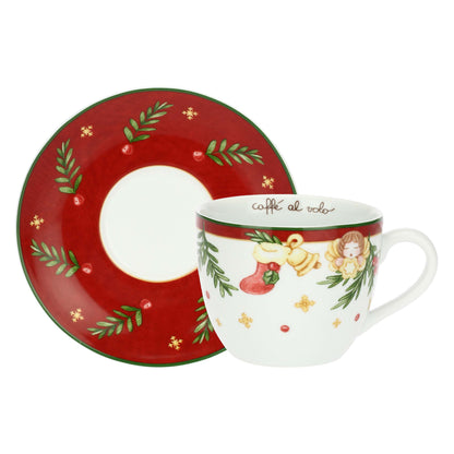 Tazza Thun colazione con piattino in porcellana Sorprese di Natale