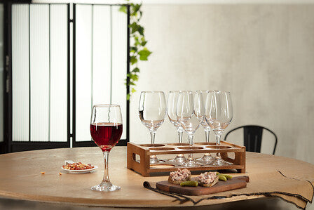 Set 6 calici da vino con supporto in legno | Rohome