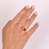 Anello in Argento con zirconi e cuore centrale rosso | Rohome - Rohome