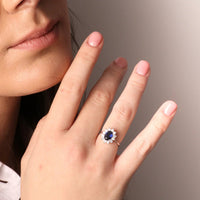 Anello in Argento solitario con zirconi bianchi e blu | Rohome - Rohome