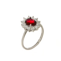 Anello in Argento solitario con zirconi bianchi e rosso | Rohome - Rohome