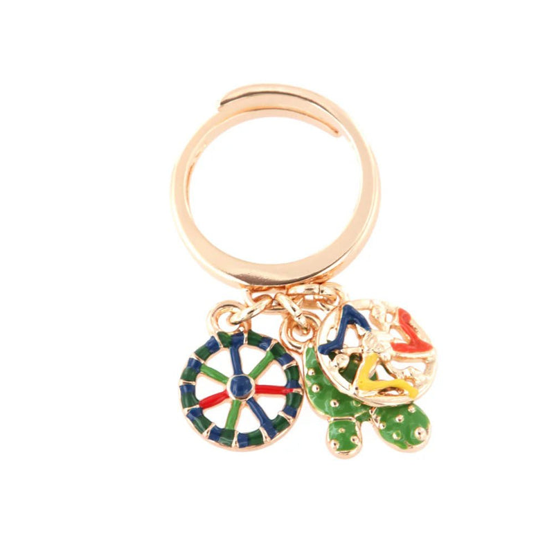 Anello in metallo oro con charm ruota e fico d'india | Rohome - Rohome