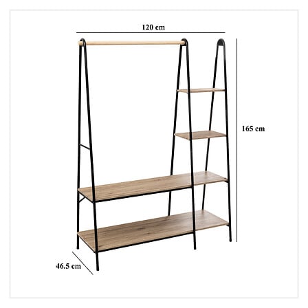 Appendiabiti con mensole in ferro e legno | Rohome - Rohome