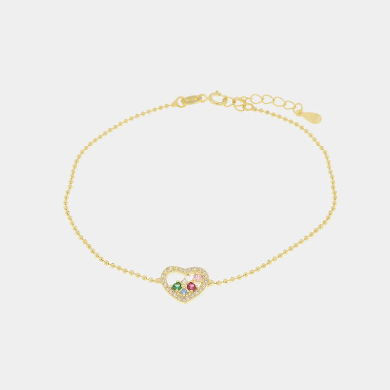 Bracciale in argento con cuore e zirconi multicolor | Rohome - Rohome