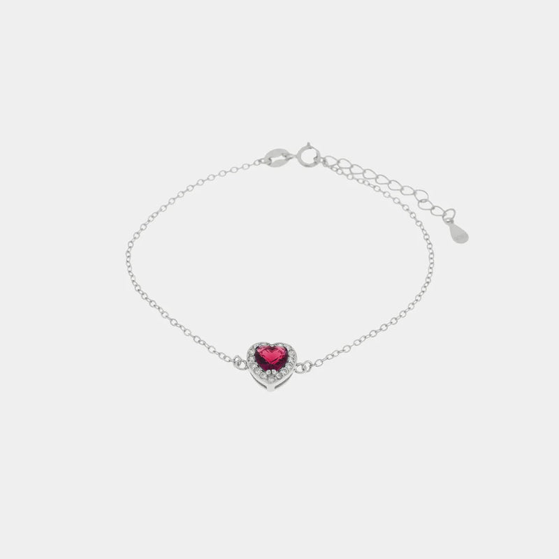 Bracciale in argento con cuore rosso zirconato | Rohome - Rohome