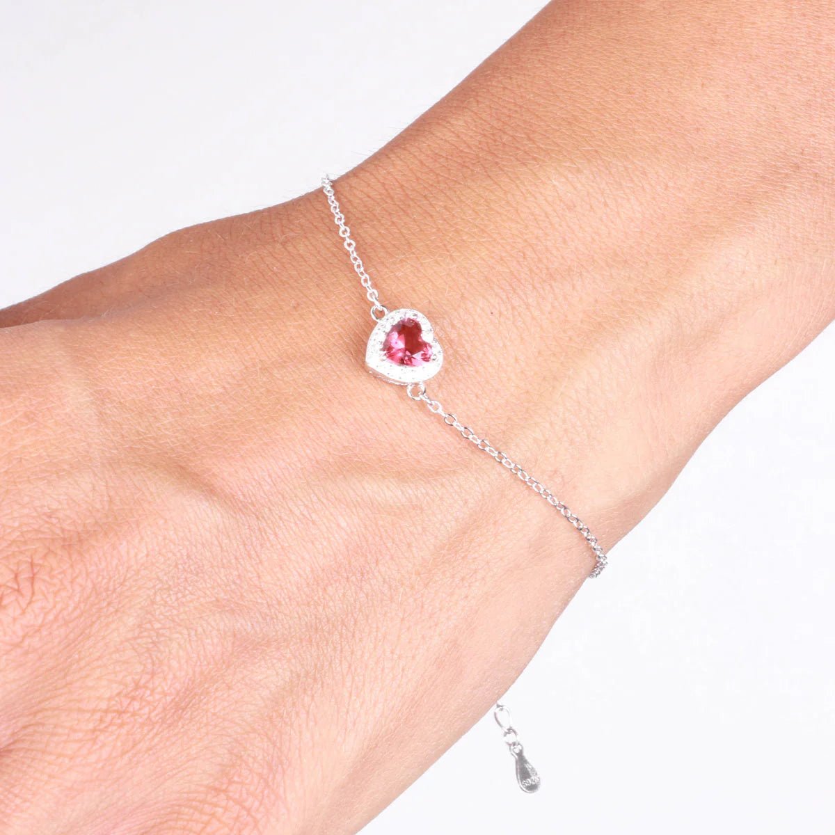 Bracciale in argento con cuore rosso zirconato | Rohome - Rohome