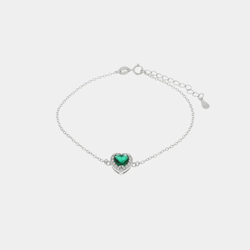 Bracciale in argento con cuore verde zirconato | Rohome - Rohome