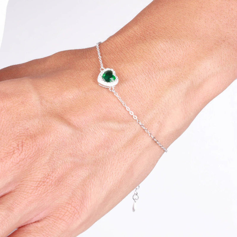 Bracciale in argento con cuore verde zirconato | Rohome - Rohome