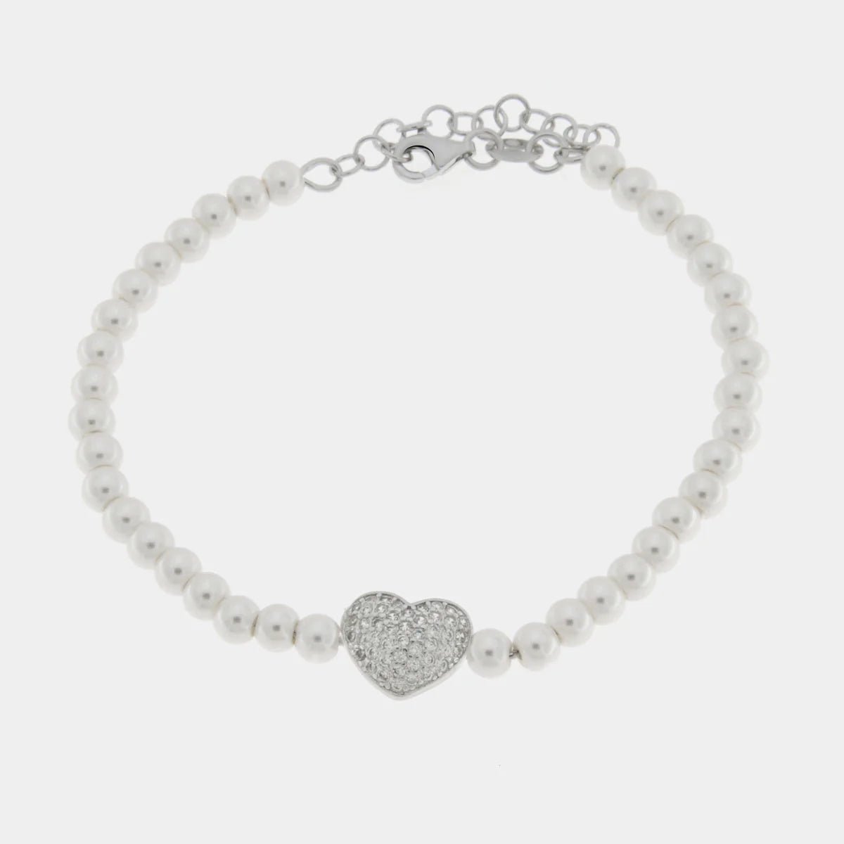 Bracciale in argento con perle cuore pieno | Rohome - Rohome