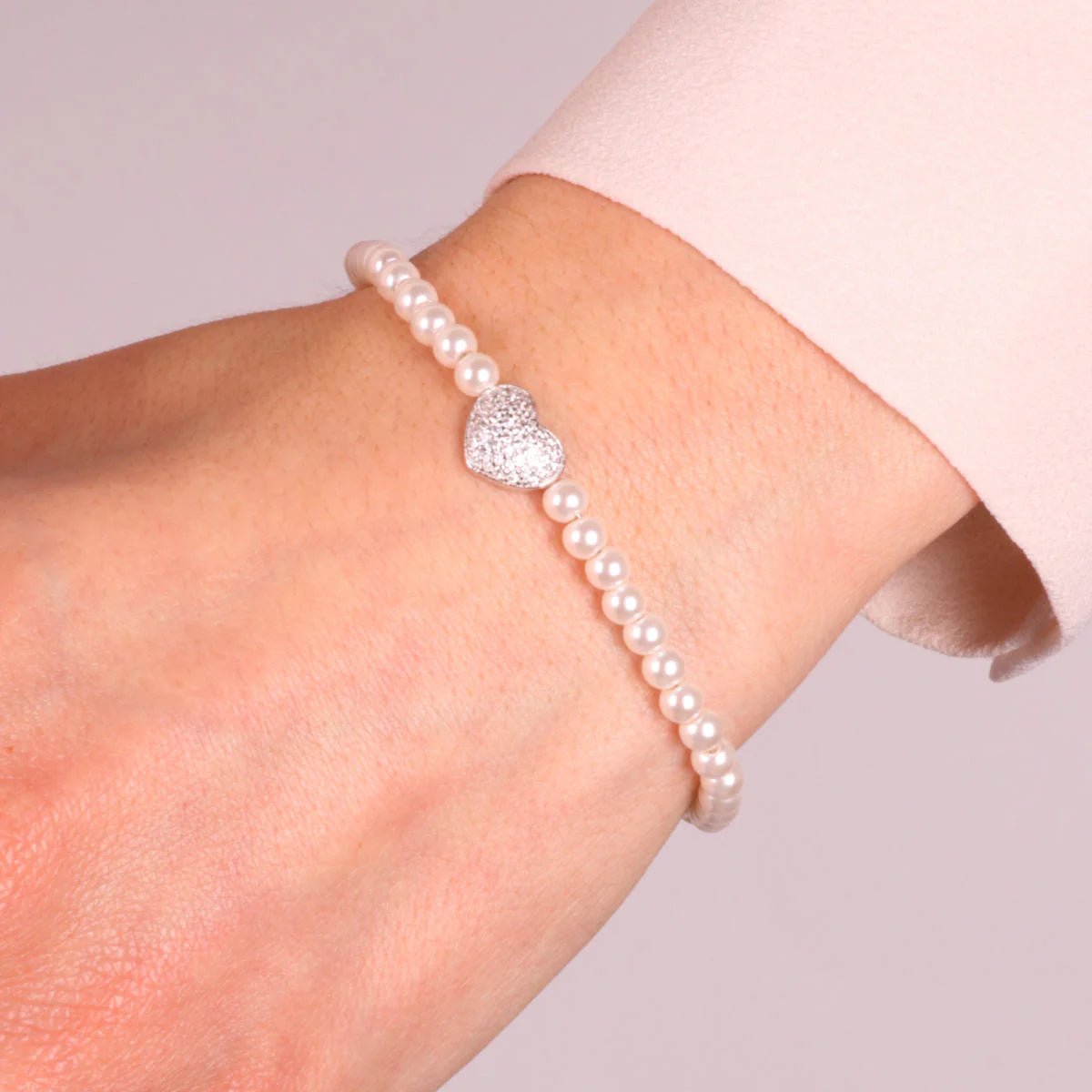 Bracciale in argento con perle cuore pieno | Rohome - Rohome