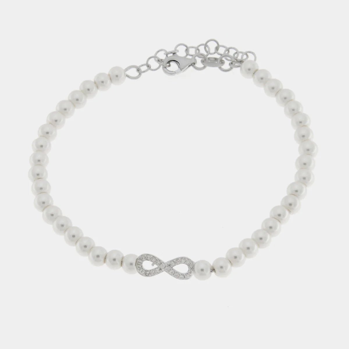 Bracciale in argento con perle di acqua dolce ed infinito | Rohome - Rohome