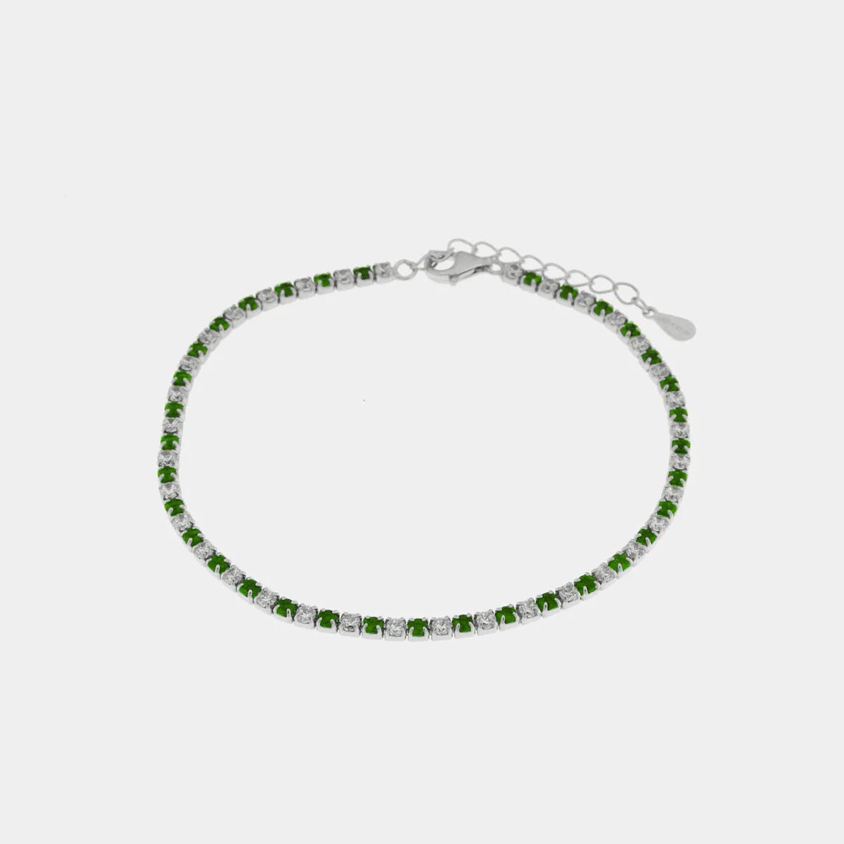 Bracciale in argento con zirconi trasparenti e verdi | Rohome - Rohome