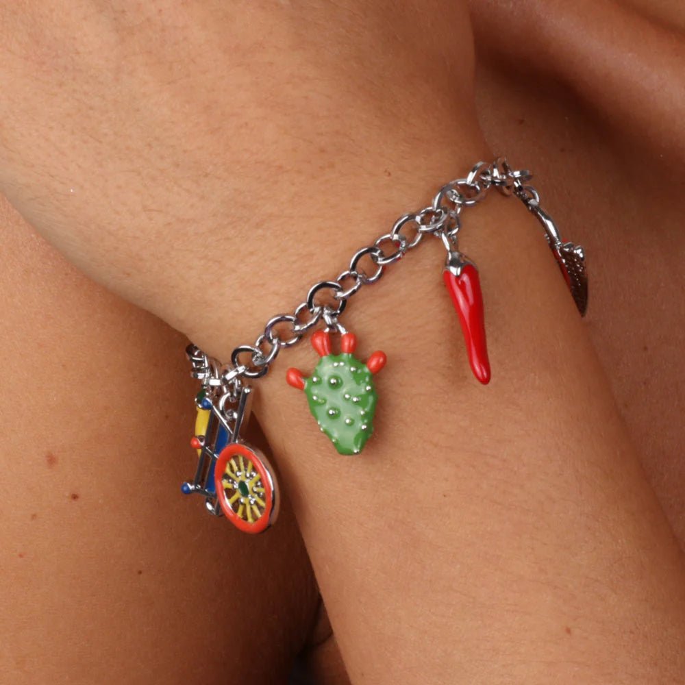 Bracciale in Metallo con charms siciliani | Rohome - Rohome