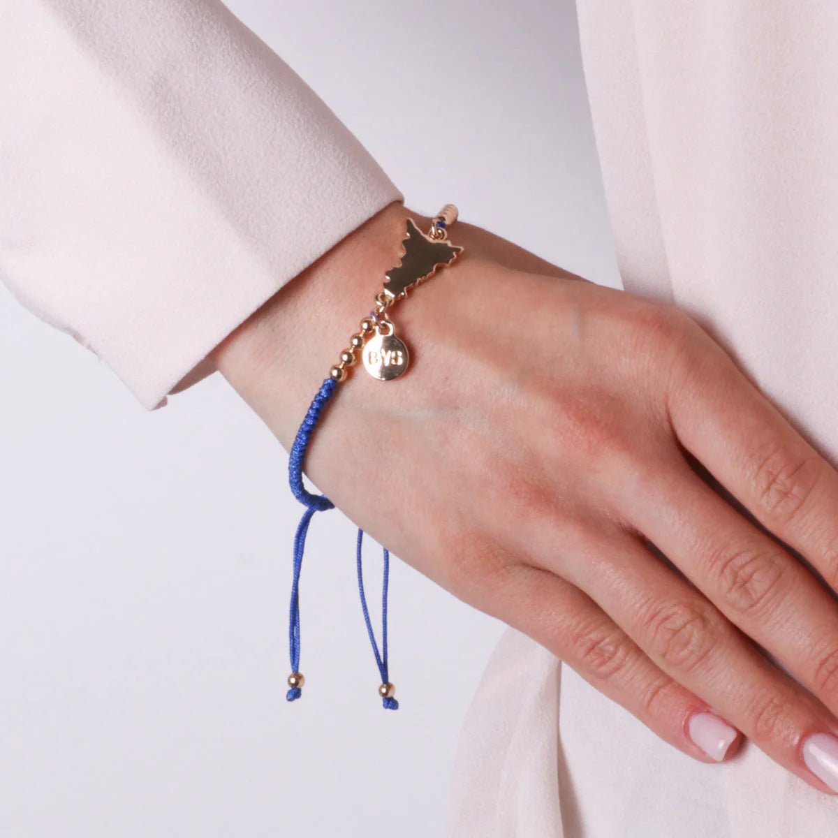 Bracciale in Metallo con cordino blu e charm Sicilia | Rohome - Rohome