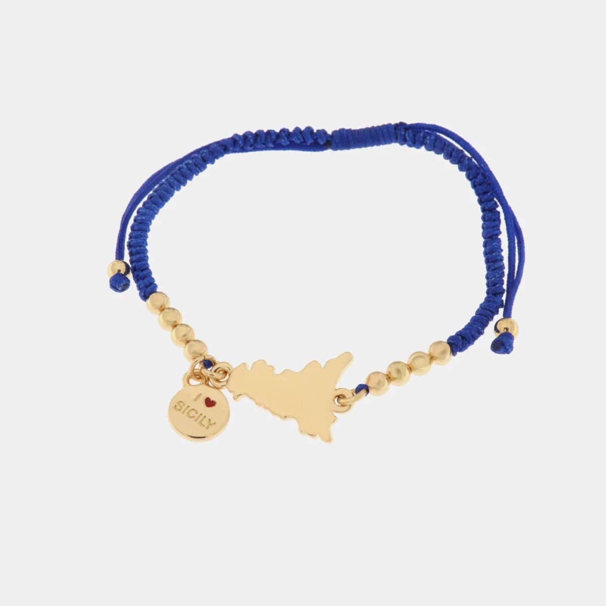 Bracciale in Metallo con cordino blu e charm Sicilia | Rohome - Rohome