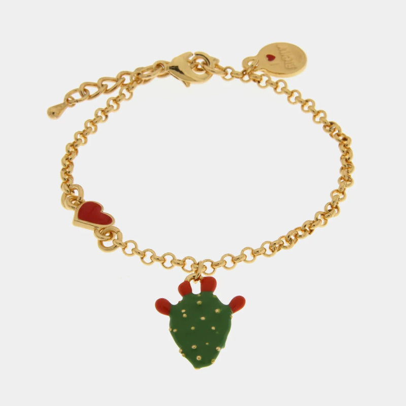 Bracciale in Metallo oro con cactus smaltato | Rohome - Rohome