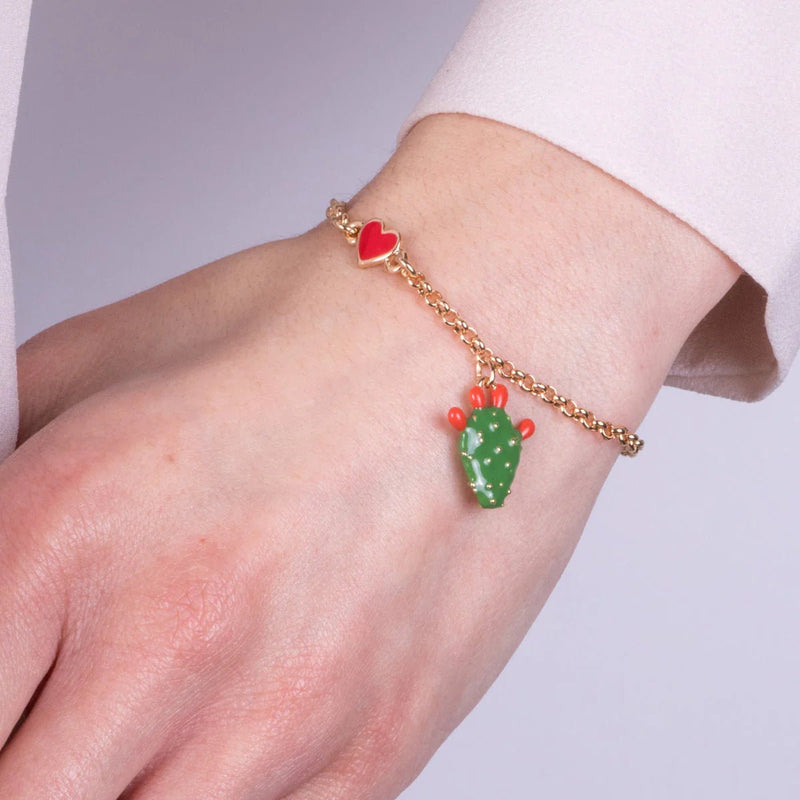 Bracciale in Metallo oro con cactus smaltato | Rohome - Rohome