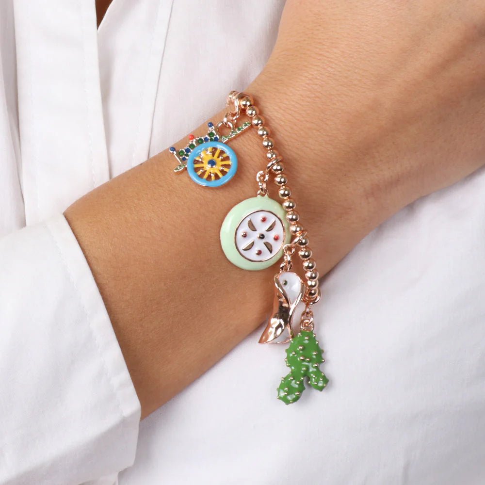 Bracciale in Metallo oro con charm siciliani cannolo | Rohome - Rohome