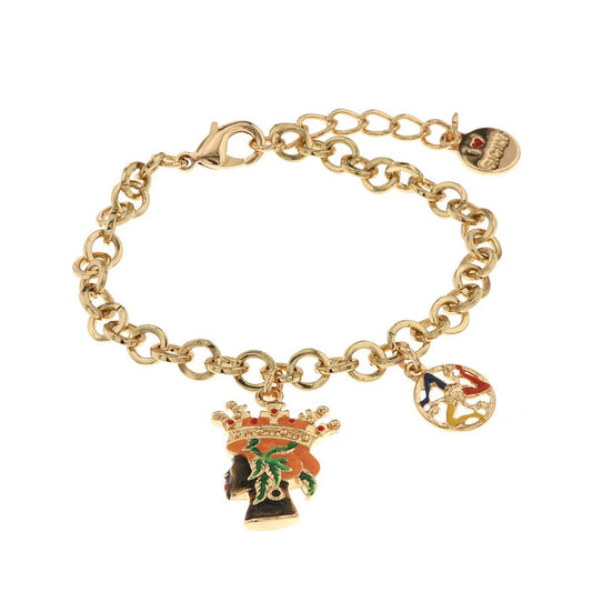 Bracciale in Metallo oro con charm testa di moro uomo| Rohome - Rohome