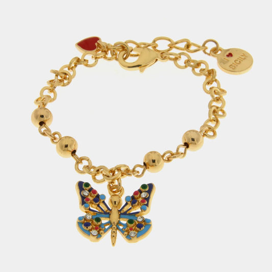 Bracciale in Metallo oro con farfalla e cristalli | Rohome - Rohome