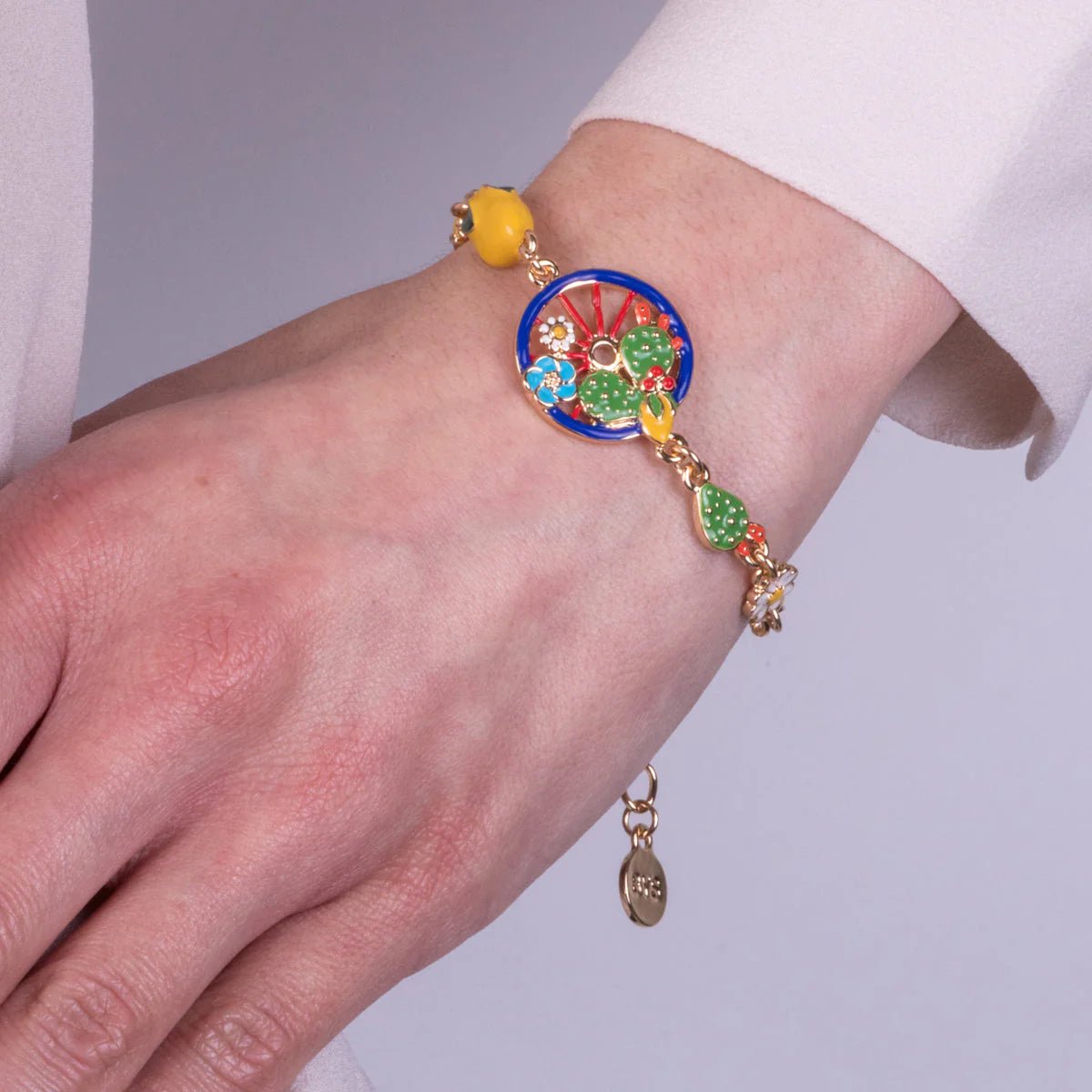 Bracciale in Metallo oro con ruota carro e cactus | Rohome - Rohome