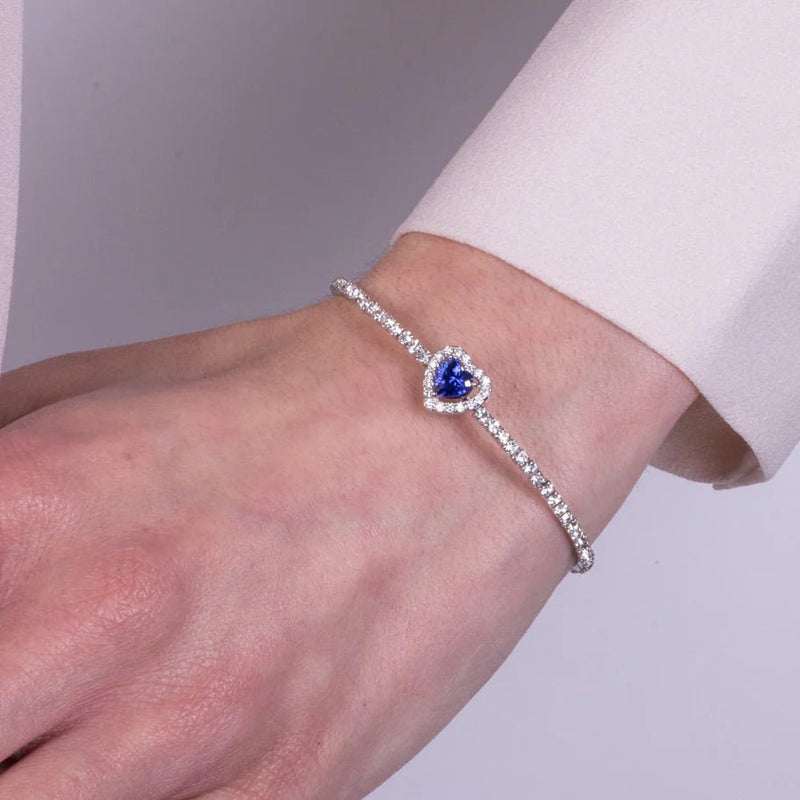 Bracciale in Metallo semirigido con cristalli e cuore blu | Rohome - Rohome