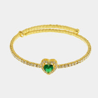 Bracciale in Metallo semirigido con cristalli e cuore verde| Rohome - Rohome