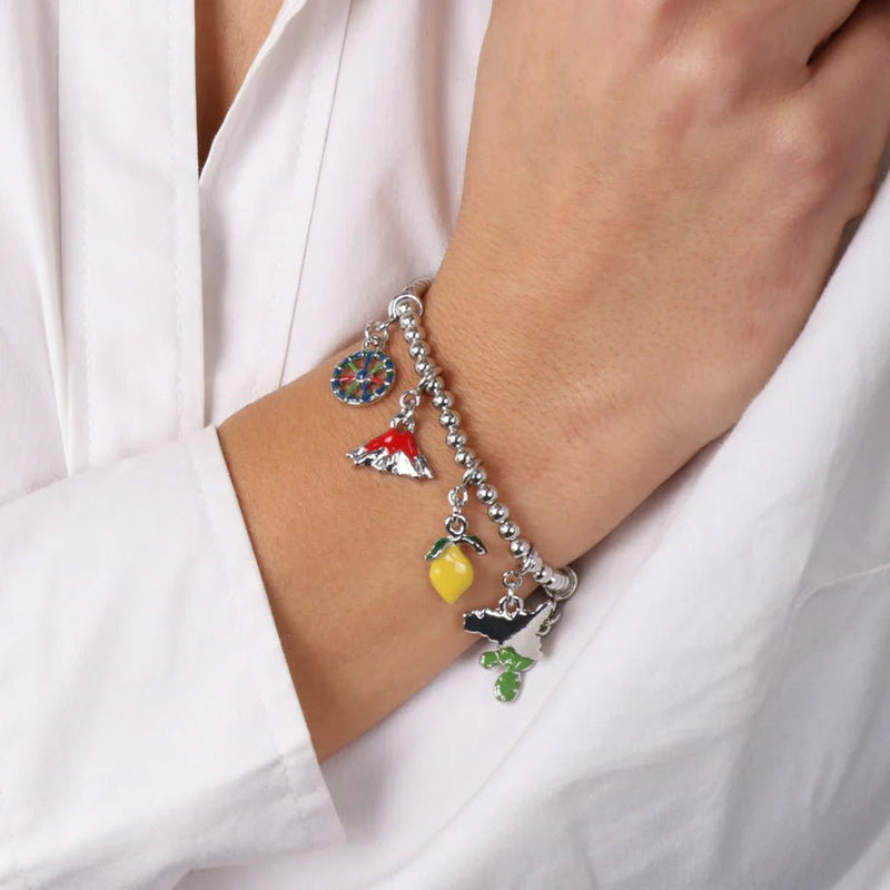 Bracciale in Metallo silver con charms siciliani | Rohome - Rohome