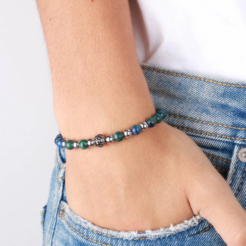 Bracciale Uomo con pietre blu e nere | Rohome - Rohome