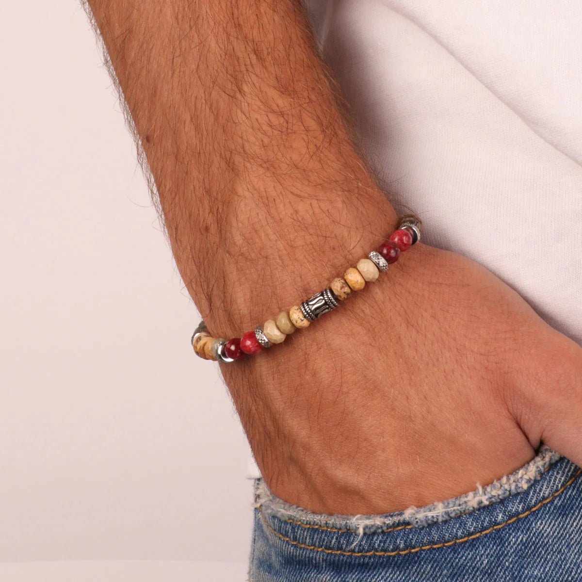 Bracciale Uomo con sfere multicolor ed acciaio | Rohome - Rohome