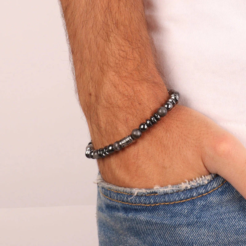 Bracciale Uomo con sfere nere lucide | Rohome - Rohome