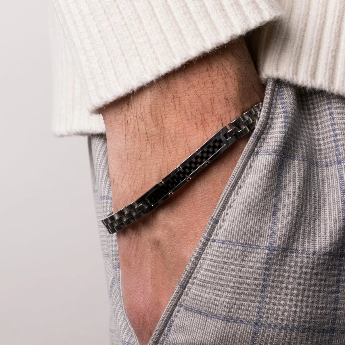 Bracciale Uomo in acciaio con inserti neri | Rohome - Rohome